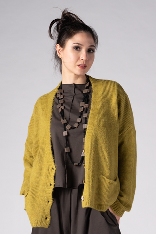 ALEMBIKA Okiniiri Cardigan in Chartreuse Green