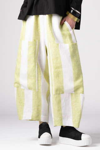 ALEMBIKA Big Stripe Pant in Citron