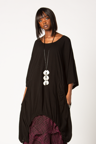 Kipas Top in Black Crinkle