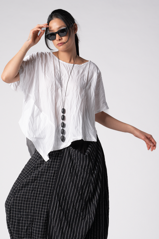 Crop Point Top in White Carnaby