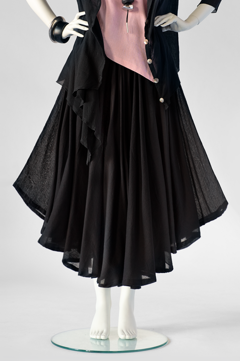 Full Circle Skirt in Black Rafina Crinkle