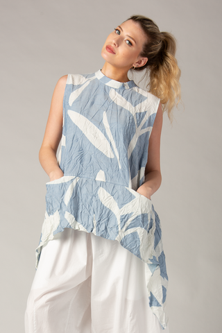 GERSHON Bleuet Tunic in Blue Print