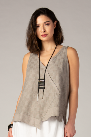 LUUKAA Quinn Tank in Stone Print Linen