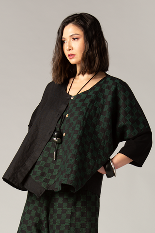 LUUKAA Rowan Jacket in Black Print Linen