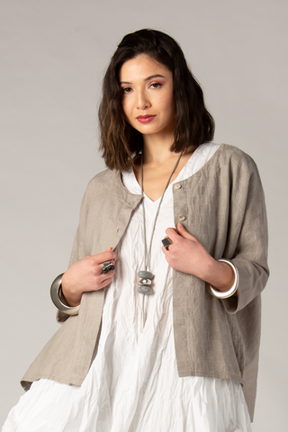 LUUKAA Rowan Jacket in Stone Print Linen