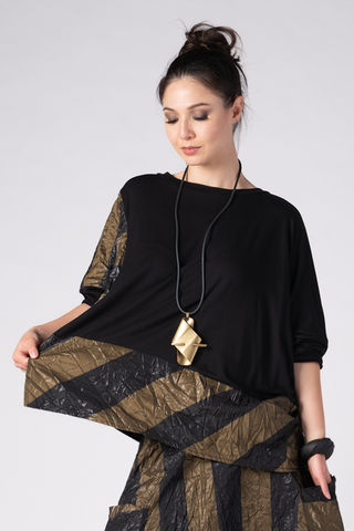 LUUKAA Zoet Top in Gold Stripe