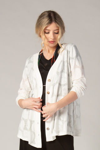 LUUKAA Short Cardigan in Ecru Dots