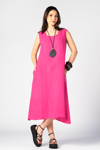 MARIE LA LUNE N/S Brynn Dress in Pink Linen
