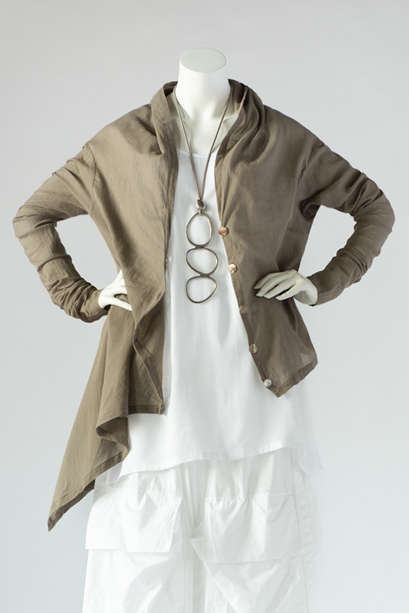 Asymmetric Jacket in Mushroom Rafina Crinkle