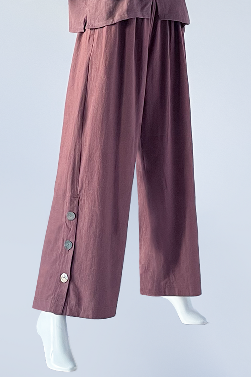 Button Palazzo Pant in Pinot Roma