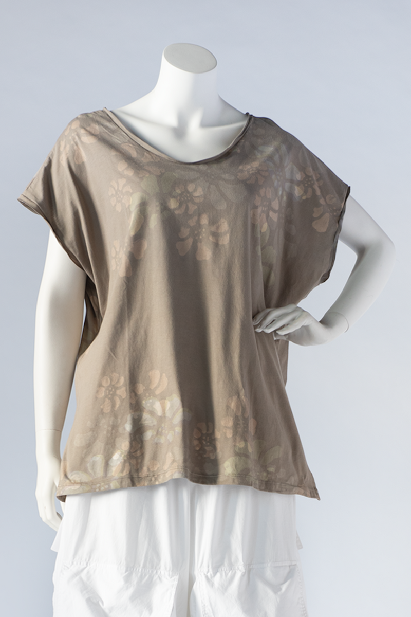 Floral Tee Top in Taupe Paradiso