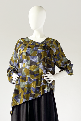 3/4 Peking Top in Picasso Crinkle