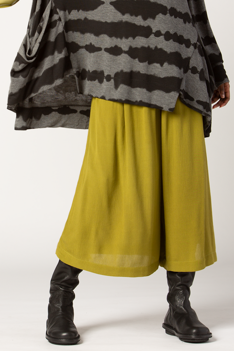 Wide Pant in Green Chartreuse Crinkle