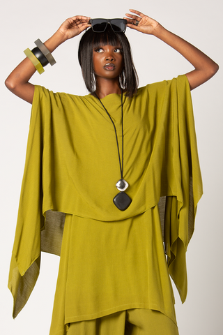 Alisa Top in Green Chartreuse Crinkle