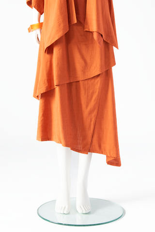 Asymmetric Skirt in Papaya Papyrus