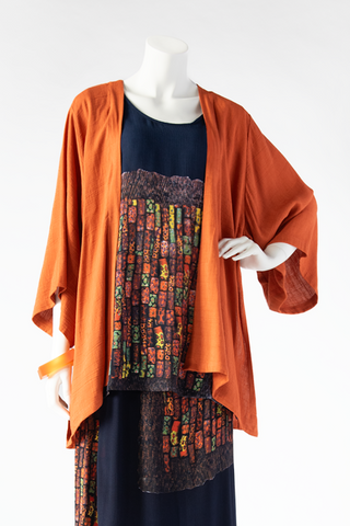 Short Kimono Jacket in Papaya Papyrus