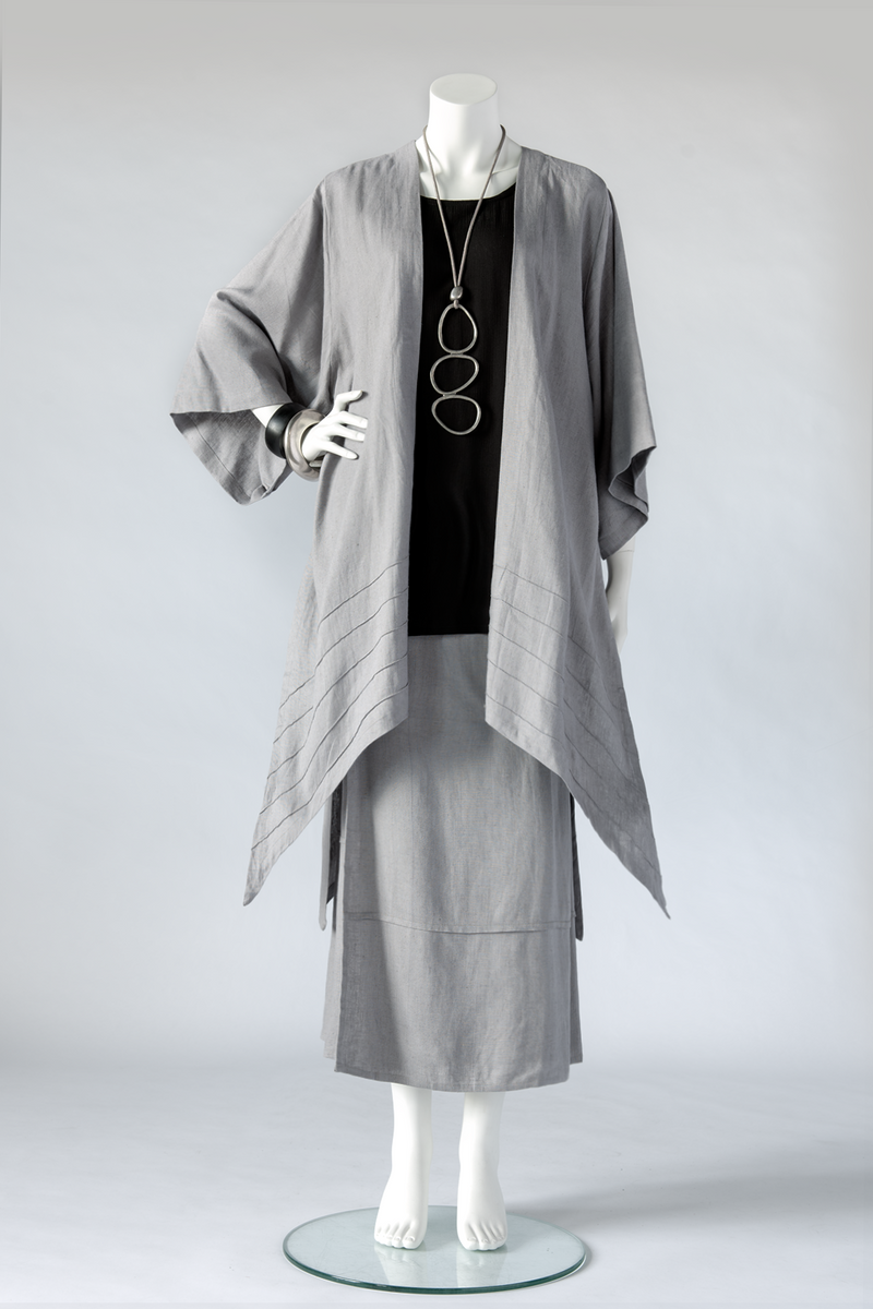 Long Kimono Jacket in Silver Roma