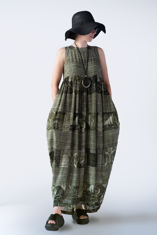 Balloon Dress in Green Tea