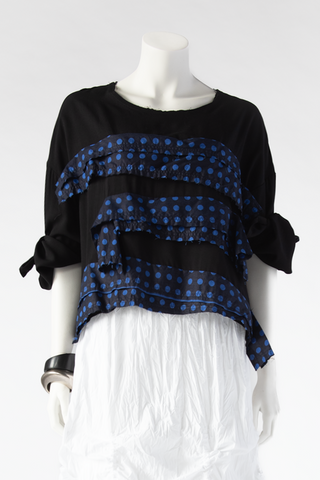 Madera Top in Black & Blue Polka Dots Carnaby