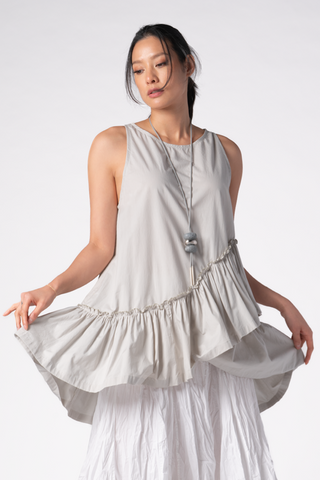 Ruffle Tank in Light Grey Carnaby