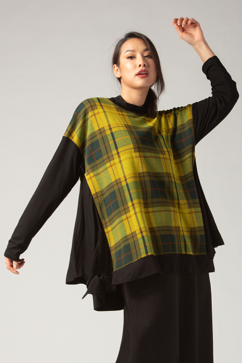 ALEMBIKA Plaid Top in Yellow Plaid Jersey
