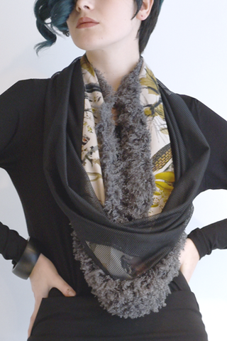 Art Point Botanical Circle Scarf in Botanical/Grey Combi