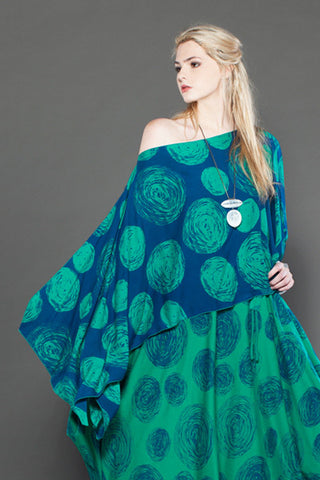 Alisa Top in Aqua Print Delphi