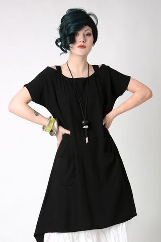 Wide Neck Tunic in Black Boston
