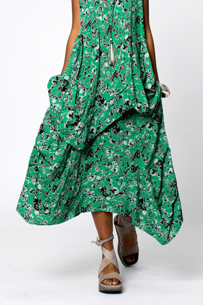 Odyssey Skirt in Green Borago Print Boston