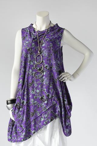 Meteor Tunic in Purple Borago Print Boston