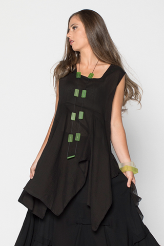 Ole Top in Black Rafina Crinkle