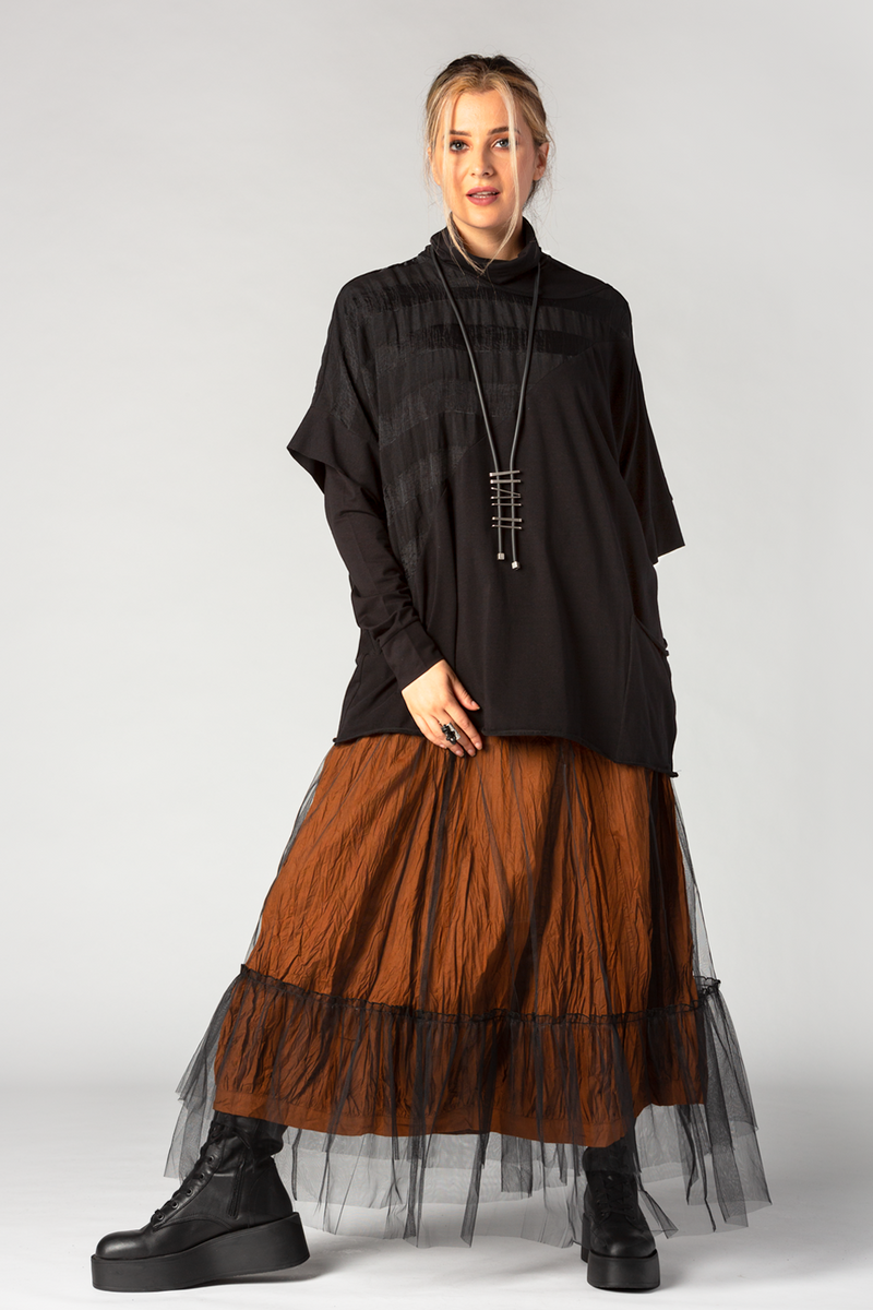 Shown w/ LS turtleneck underneath, Mesh Layering Skirt and Fab Skirt