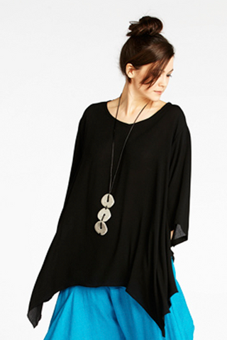 Susan Top in Black Crinkle