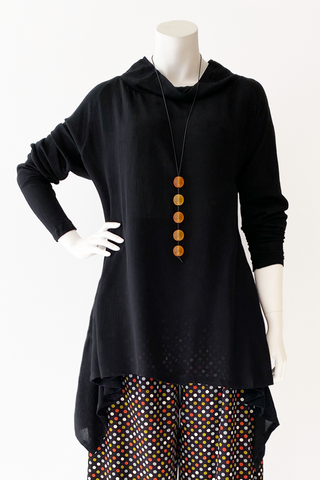 Focus Top in Black Crinkle