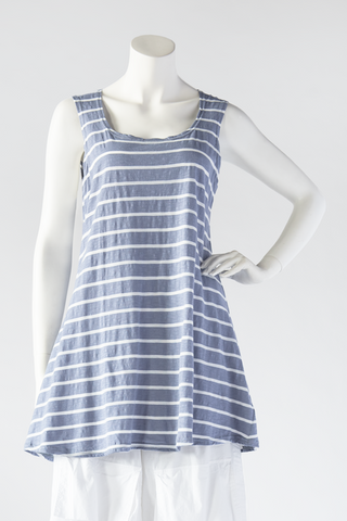 Long Tank in Stripe Cotton Jersey