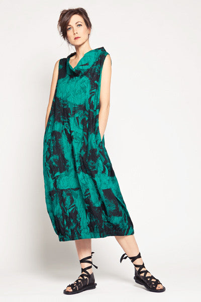 Verbena Dress in Emerald Print Carnaby