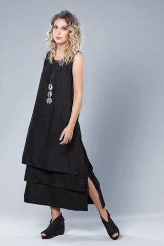 Layer Dress in Black Fellini Crinkle