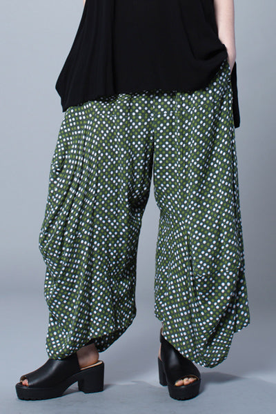 Odyssey Pant in Green Dots Crinkle