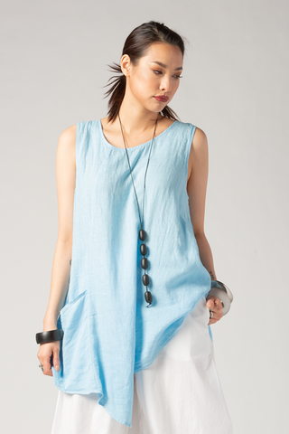 GRIZAS Point Top in Cielo Linen