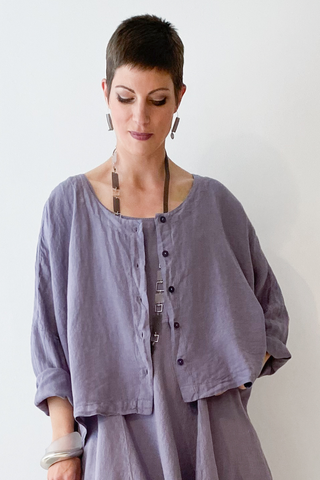 GRIZAS Crop Jacket in Mauve Linen