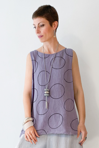 GRIZAS Easy Tank in Mauve with Circles Linen