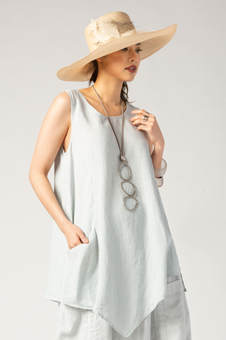 GRIZAS Point Top in Gris Linen