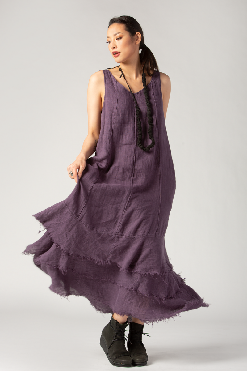 GRIZAS Tirta Dress in Purple Linen