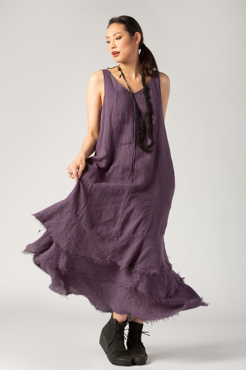 GRIZAS Tirta Dress in Purple Linen - Main Image