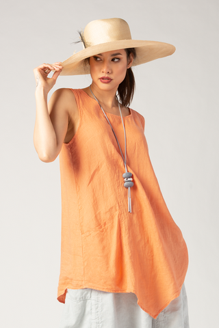 GRIZAS Point Top in Melon Linen
