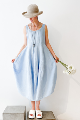GRIZAS Palloncino Dress in Sky Linen