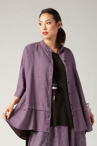 GRIZAS Button Up Shirt in Purple Linen