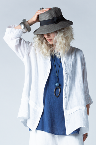 GRIZAS Button Up Shirt in White Linen