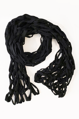 Braided Scarf in Black Jersey