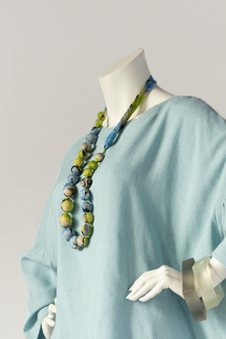 Marbled Necklace in Lime/Blue